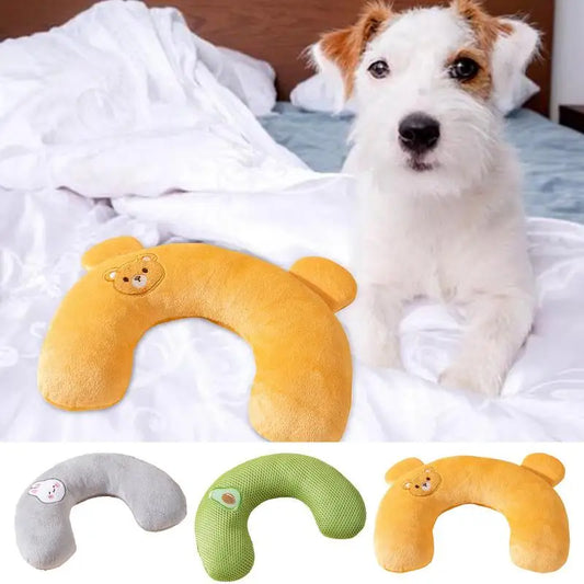 Pet Sleeping Pillow Ultra Soft Fluffy U-Shape Design Rabbit Dog Cat